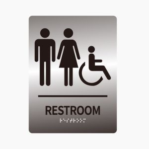 GFNIE4 Acrylic Braille Restroom Sign Self Adhesive Wall Mounted Restroom Guide Creative Removable Washroom Door Sign Public Toilets