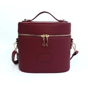 Customizable Name Leather Cosmetic Bag Portable with Large Capacity Waterproof Detachable Lipstick Brush Shoulder Strap Included2026