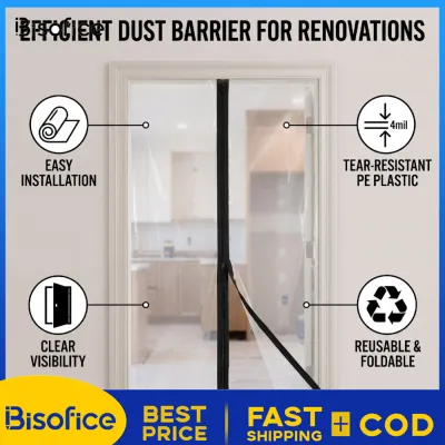 OnePlus 4x7.2ft I Shape Zipper Door Cover Easy Installation Clear Sight Reusable Dust Barrier Zipper Door for Home Renovation