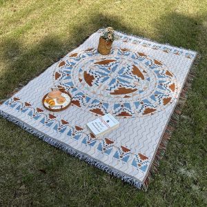 Ethnic Bohemian Mexico Blankets Outdoor Beach Picnic Blanket Striped Boho Linen Bed Blankets Plaid Sofa Mats Travel Rug Tassels