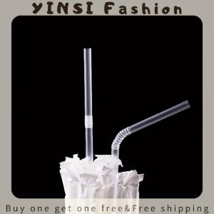 YINSI 100 300Pcs Clear Individually Wrapped Boxed Drinking PP Straws Tea Drinks Straws
