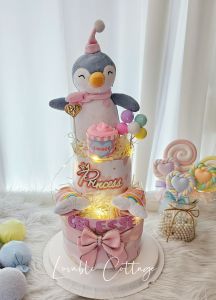 SG seller Penguin Diaper cake baby shower gifts hamper newborn baby hamper gift (standard 2tier)