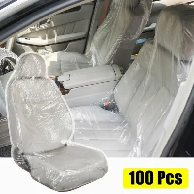 100Pcs Car Seat Cover Car Plastic Seat Cover Universal Disposable Seat Cover Waterproof 汽车座椅套 防水 Sarung Kerusi Kereta