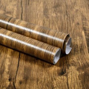 CINDYKHBKJ Multi-selection Oil Proof Wear-resisting TV Background DIY PVC Self-adhesive Living Room Decor Easy to Clean Wood Grain Design Cabinet Door Sticker Wall Sticker Home Decoration Wallpaper