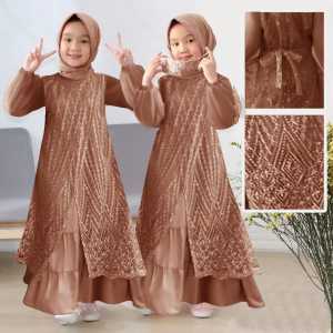 Baju Gamis Anak Perempuan Olivia Kids Bahan Satin Velvet Import Aplikasi Tile Mutiara Dress Anak Lebaran Kekekinian Terbaru