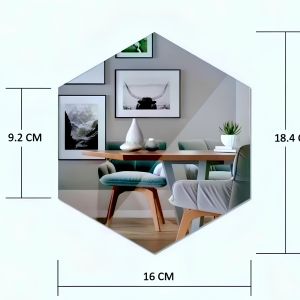 [ 12 PCS ]  Kaca Cermin Hexagonal Besar 18CM |Kaca Cermin Dinding Dekorasi Kamar Rumah Kaca Cermin Hiasan MakeUp