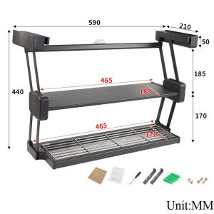 1Piece Under Wall Cabinet Pull Down Folding 2-tier Storage Shelves