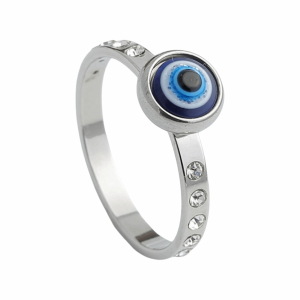 SVSAKZ168 Simple Style Blue Eye Ring Exaggerated Versatile Use Rhinestone-Studded Ring Fashion Exquisite Titanium Steel Ring Daily