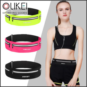 OLIKEI 3 พ็อกเก็ตกระเป๋าคาดเอวยางยืดที่มองไม่เห็น กันน้ำเอวแพ็คเข็มขัดวิ่งบาง กระเป๋าเข็มขัดกีฬาฟิตเนสสำหรับผู้ชายผู้หญิง