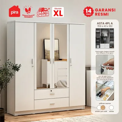 PIRA METROPOLIS OX - ASTA 4PL Lemari Pakaian 4 Pintu dengan Laci