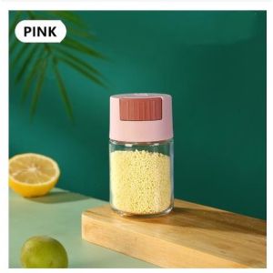 Glass seasoning bottle press type quantitative seasoning jar kitchen sealed seasoning box 1PCS