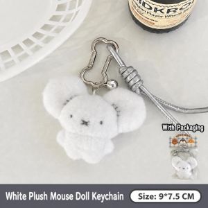 WENKEN Dễ thương  dây chuyền chuột nhồi bông Trắng Thú vị Móc khóa thú nhồi bông hình con chuột Thời thượng Sáng tạo Búp bê chuột mini Dành cho các cặp bạn