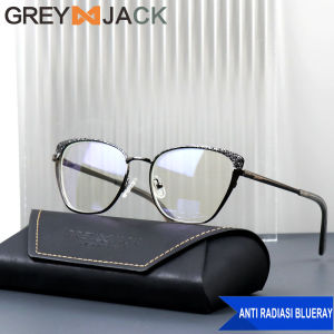 Grey Jack Kacamata Antiradiasi Blueray Metal Korean Style Cat Eye Clasic Fashion Wanita Kekinian 6066