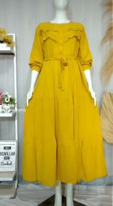 gamis crinkle pololinen midi dress terbaru midi dres pololinen termurah