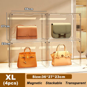 Bag Display Storage Box Organiser Transparent Bag Box Magnetic Stackable Display Box Storage Cabinet