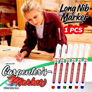 Spidol Pulpen Pena Permanen Tukang Bangunan Kepala Panjang Long Nip Tip Waterproof Paint Marker Penanda Besi Kayu Plastik Ban Mobil Motor Tahan Air