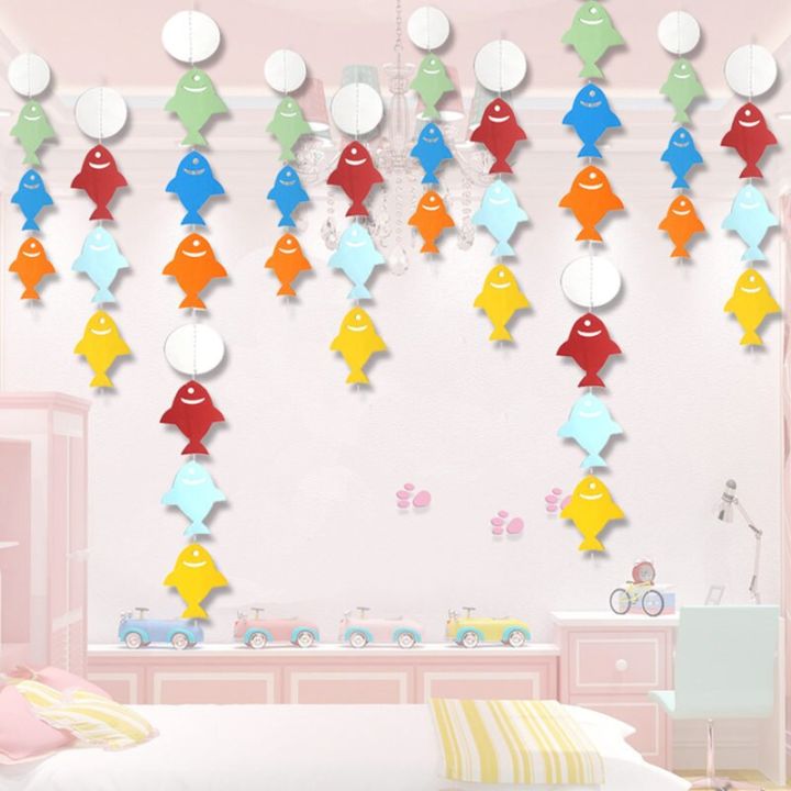 [Hot K] 2.4M Cartoon Paper Fish Banner Sea Theme Paper Garlands ...