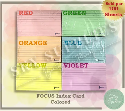 Colored Index Card (3x54x6 and 5x8) 100 sheets