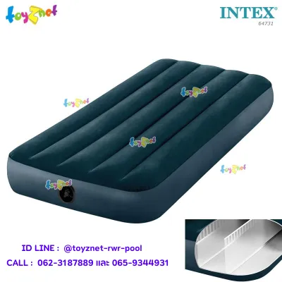 Intex ส่งฟรี ที่นอนเป่าลม 2.5 ฟุต (จูเนียร์ ทวิน) 0.76x1.91x0.25 ม. ดูรา-บีม ไฟเบอร์-เทค โครงสร้างใหม่ นอนสบายขึ้น สีเขียวมิดไนท์ รุ่น 64731