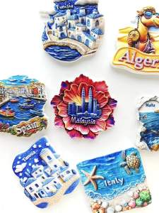 Malaysia Tower Fridge Magnet 3D Relief Hibiscus Flower Souvenir Magnetic Sticker Travel Gift Decoration