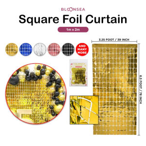 Square Foil Curtain Fringe Birthday Backdrop Photo Booth Glitter Background Rectangular Metallic Rain Diy Sequin Langsir