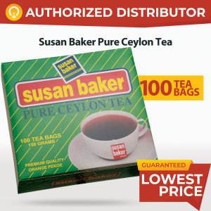 Susan Baker CEYLON TEA Bags 100 sachets – Black Tea Orange Pekoe Leaves for Teapot Mug Brewing