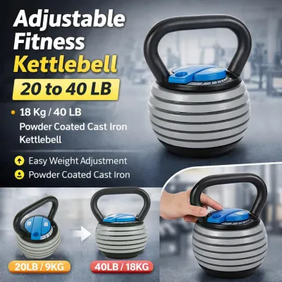 🇸🇬 (40lb/18kg) Powder Coated Cast Iron Kettlebell / Strength Training Kettlebells 18kg 40LB / Adjustable Kettlebell Weight Set / Home Gym Sports