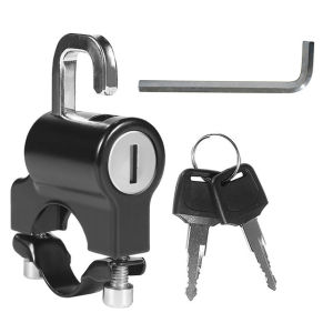 Motorcycle Helmet Lock Universal Bicycles Anti-Theft Fixed Lock Multi-function Electric Security Metal 22mm-26mm Black 2 Key Set
