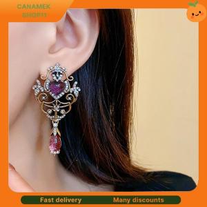 ❣️❣️❣️ Luxury Retro Palace Style Full Rhinestone Dangle Earrings For Women Antique Gold Color Drop Earrings Vintage Jewelry Accessories
