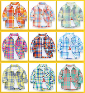 Áo sơ mi trẻ em dài tay bé trai bé gái kẻ caro BOOTY chất cotton vải cotton hàng Xuất Khẩu