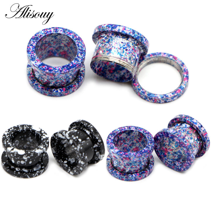 thumbnail image 2 of NewZenro Two Tone Hollow Ear Tunnels Plugs Expander Gauges Stretcher Earrings For Men Women Screw Stainless Steel Hypoallergenic Body Piercing Jewelry Fashion Personalized Gift, 0g(8mm), Stainless 2 of 10