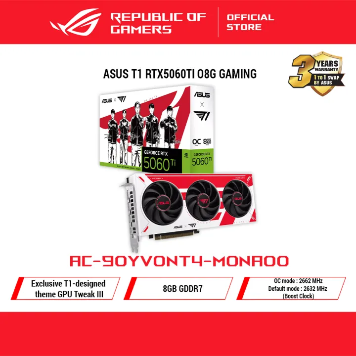 [Limited Edition] Asus x T1 GeForce RTX 5060 Ti 8GB GDDR7 OC Edition Graphic Card