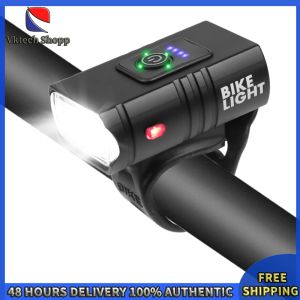 Vktech Efficient LED Bike Front Light with Tail Light for Maximum Safety During Nighttime Cycling