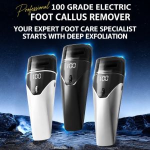 JON09 Rechargeable Electric Foot Grinder Digital Display Waterproof Foot Scrubber Callus Remover 3 Grinding Heads Foot Care Machine Removing Dead Skin