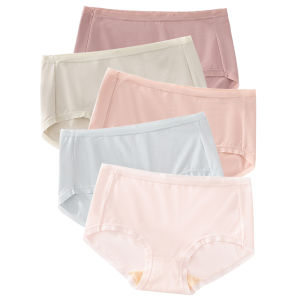 5 Pack Ladies Knickers Mid Waisted Cotton Underwear Stretchy Panties for Women M-XXL