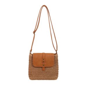 YUCHEN ic Button Woven Saddle Bag Retro Bohemian Style Weave Shoulder Bag Casual Lightweight Straw Crossbody Bag Girls