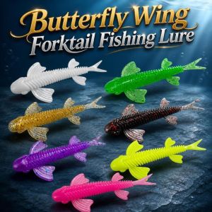 NEXTYOO 10PCS Soft Winged Split‑Tail Swimbait Glitter‑coated Multicolor Floating Wing Fin Shad Lure Vibrant Flexible Butterfly Wing Soft Minnow All Waters
