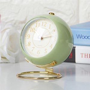 BFCGBH Retro Small Student Bedside Metal Silent Quartz Wake-Up Table Clock Ornaments Home Decor Alarm Clock