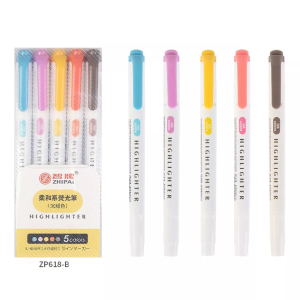 5 PCS/ Set Double Tips Highlighter Pens Mildliner Marker Watercolor School Supplies Stationery
