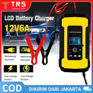 Cas Aki Mobil 12 Dan 24 Volt Charger Aki Intelligent Automatic Mobil Motor 12V 6A Pulse Repair Aki Otomatis Power Digital LCD Display