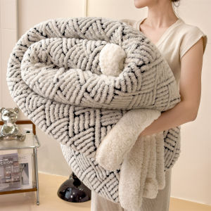 1pc Double-layer thickened carved velvet blanket Soft and comfortable Delicate feel Multi-functional use Bedroom sofa air conditioning blanket Office nap blanket Suitable for all kinds of home styles