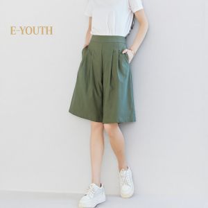 Eyouth 20161  Pleated A-Line Culottes Knee length ladies short pant
