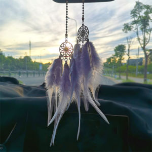 Khánh Treo Xe Dream Catcher Dáng Dây Chuyền 2 Mặt Lông Vũ Dây Treo 2 Mặt Trang Trí Xe Hơi Sợi Dây Chuyền Đính Lông Vũ