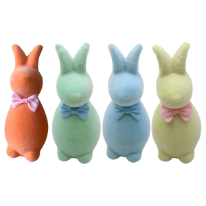 Flockeds đầy màu sắc easters bunnies thỏ điêu khắc cho balconys ngoài trời hoặc trưng bày cửa kính trong nhà