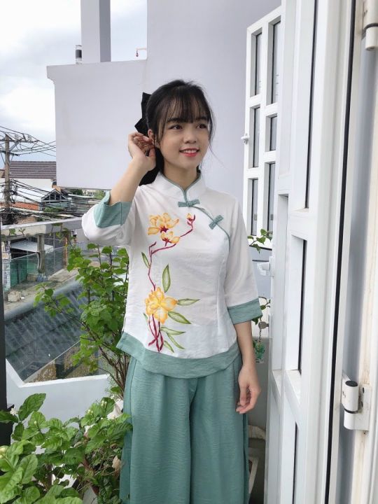 ĐỒ LAM ĐI CHÙA -Bộ chất Voan trang nhã 2 lớp V1 | Shopee Việt Nam