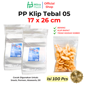 Plastik PP Klip 17x26 Tebal 50 Micron Kemasan Snack BluKing Zip Lock Zipper 17 x 26 Bungkus Keripik Kacang Cemilan Basreng
