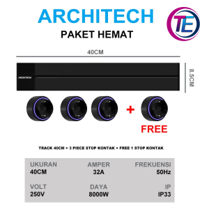 TE Architech  PAKET HEMAT TRACK Stop Kontak  /Track Socket 40 cm kepala Adaptor Soket