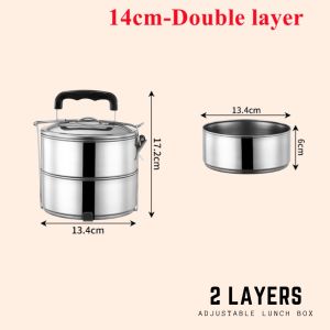 <𝗟𝗮𝘇𝗦𝗴𝗠𝗮𝗹𝗹> 2 TIER/ 4 TIER (14cm) STAINLESS STEEL FOOD SHELF TIFFIN CARRIER LUNCH BOX