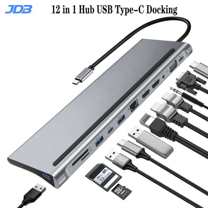 JDB 12-In-1 11-in-1Type Cถึง3.0 USB Hub PD87W Fast Charge,เครื่องอ่าน ...