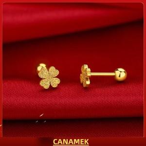 Miễn phí vận chuyển✨ 2pcs thời trang thép không gỉ Frosted bốn lá cỏ ba lá Stud Bông tai cho phụ nữ không gây dị ứng vít sụn Helix Bông tai Quà Tặng